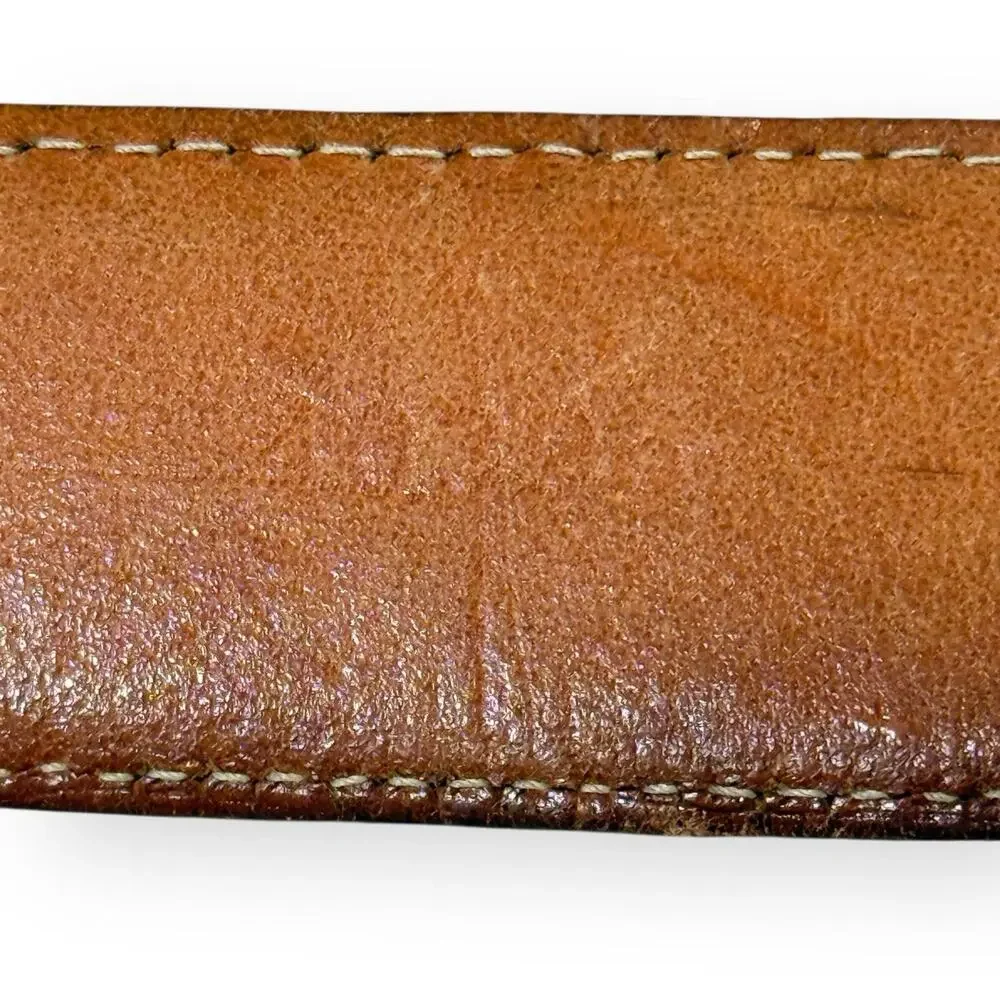 Martin Dingman Water Buffalo Belt 42 Brown Leather Silver Buckle 48